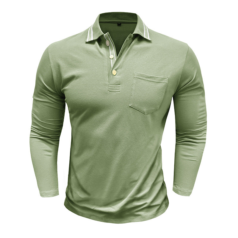Herren elegantes Langarm Poloshirt mit modischen Details Echoarchiv