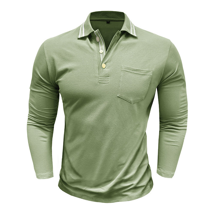 Herren elegantes Langarm Poloshirt mit modischen Details Echoarchiv