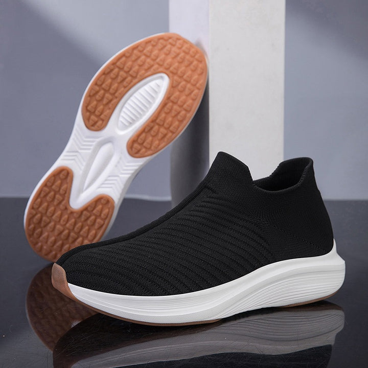 Damen Atmungsaktive Slip-On Strick-Sneakers mit sockenähnlichem Schaft Echoarchiv