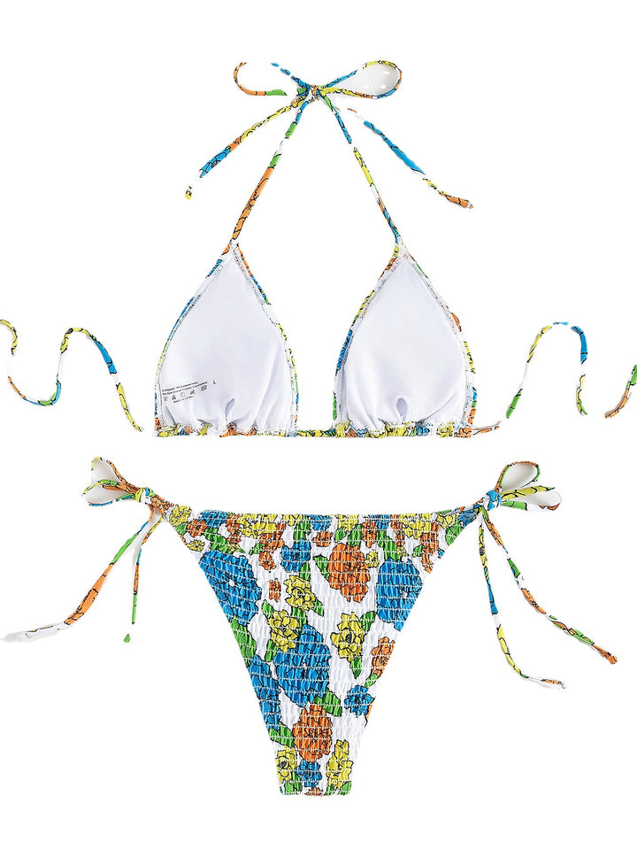 Damen Triangel-Bikini mit floralem Design und verstellbaren Bindebändern Echo Archiv