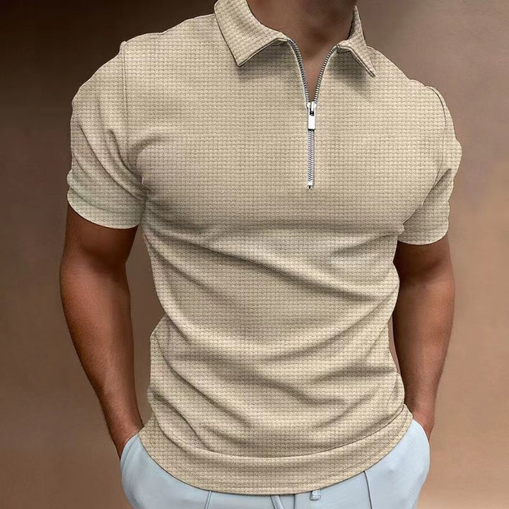Herren Polohemd mit Reißverschluss und strukturiertem Design Echoarchiv