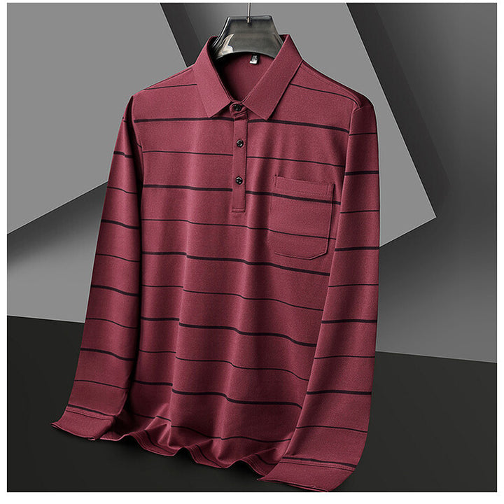 Herren elegantes Kurzarm-Poloshirt mit modischem Streifenmuster Echoarchiv