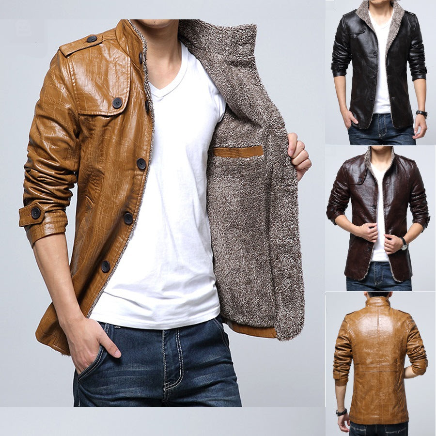 Herren Kunstlederjacke mit warmem Innenfutter Echoarchiv