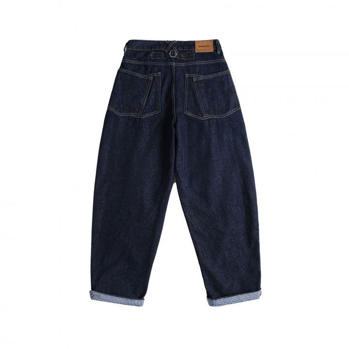 Damen Cropped Baggy-Jeans mit hoher Taille, Bundfalten und Krempelbund Echo Archiv