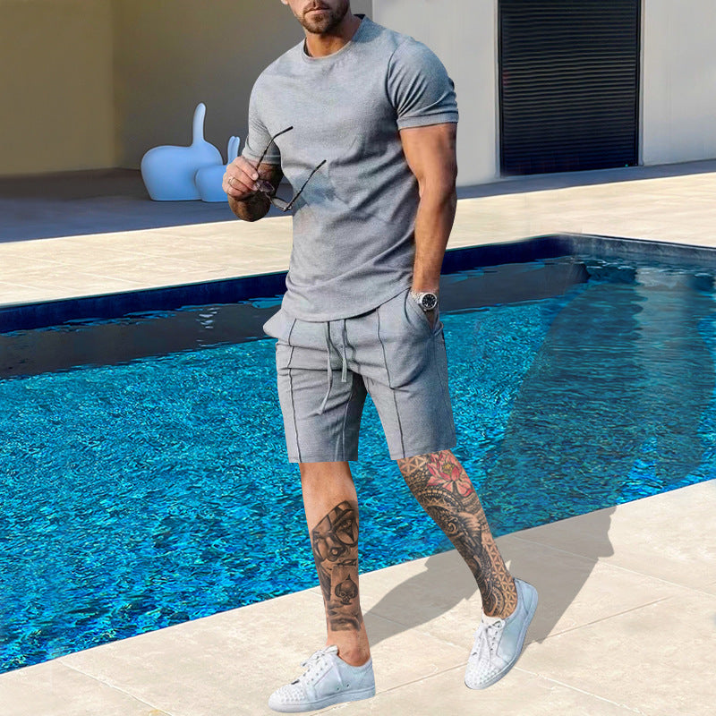 Herren Sportliches Kurzarm T-Shirt mit passender Jersey-Shorts Echoarchiv
