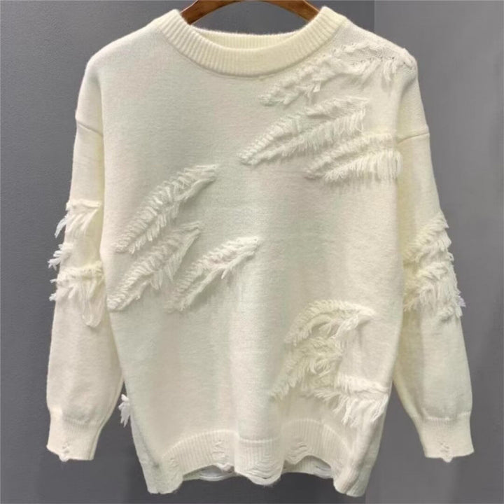 Damen Modischer Pullover mit Fransen – Mavelle