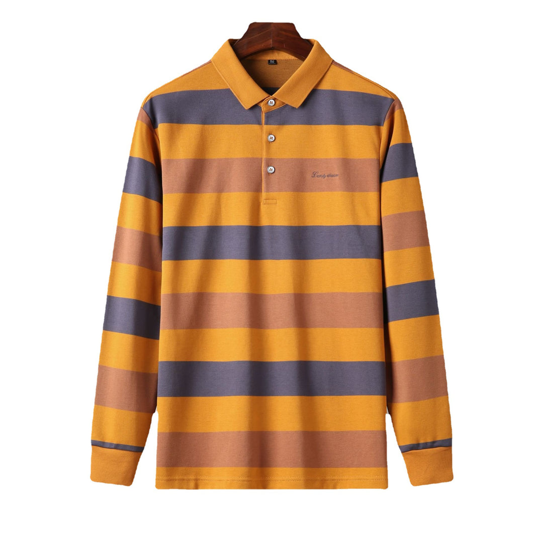 Herren langärmliges Polohemd mit gestreiftem Design Echoarchiv