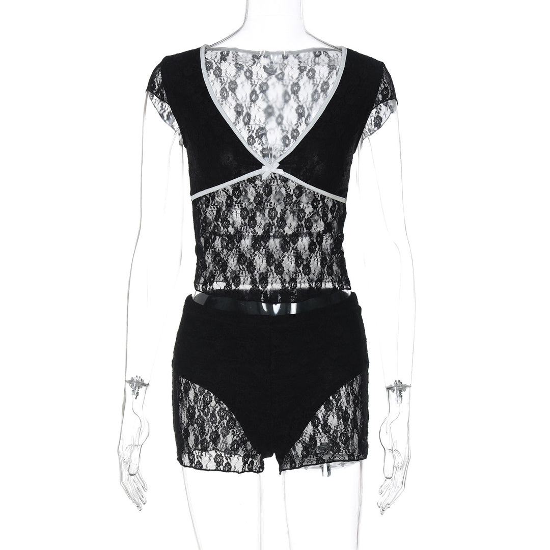 Damen Spitzenoberteil mit Shorts-Set Echo Archiv