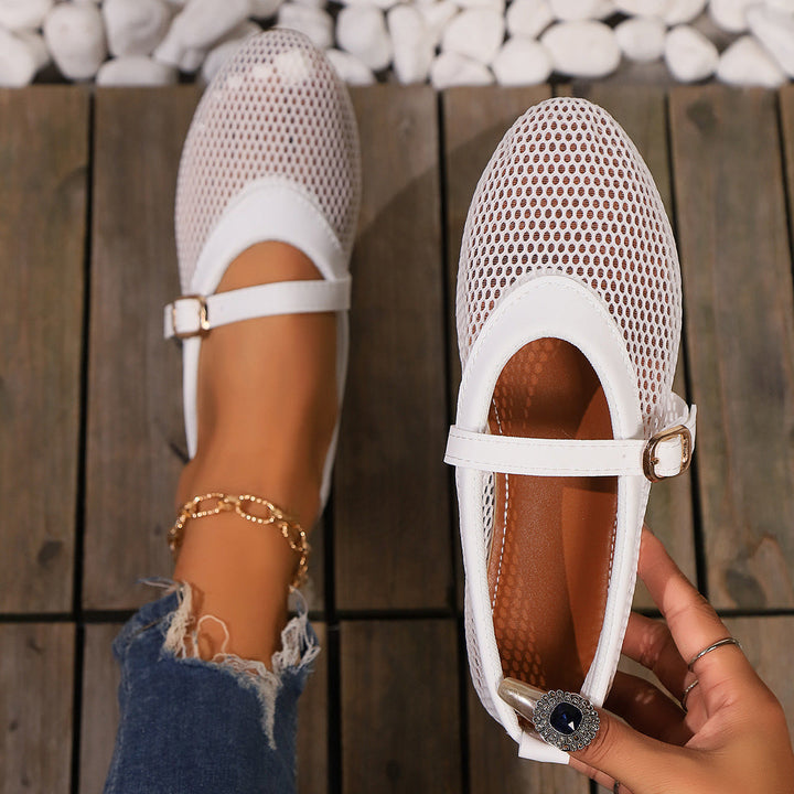 Damen Mesh-Ballerinas mit verstellbarem Riemen Echoarchiv