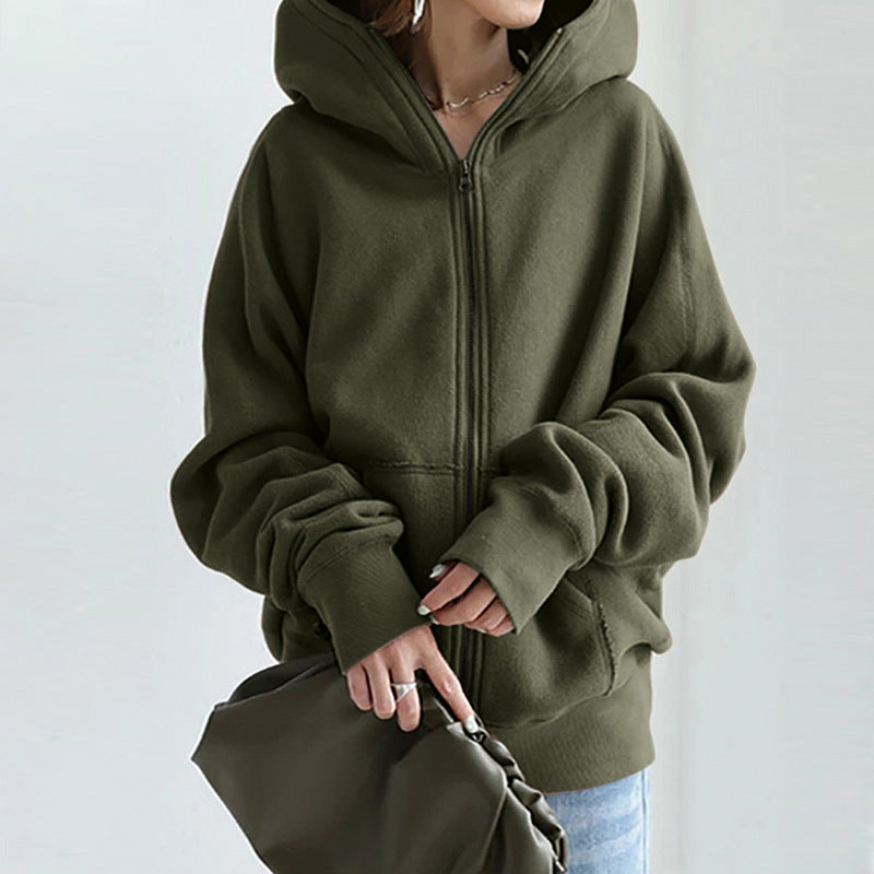 Damen nan übergroße Kapuzenjacke mit Reißverschluss und Kängurutasche aus flauschigem Fleece Echo Archiv