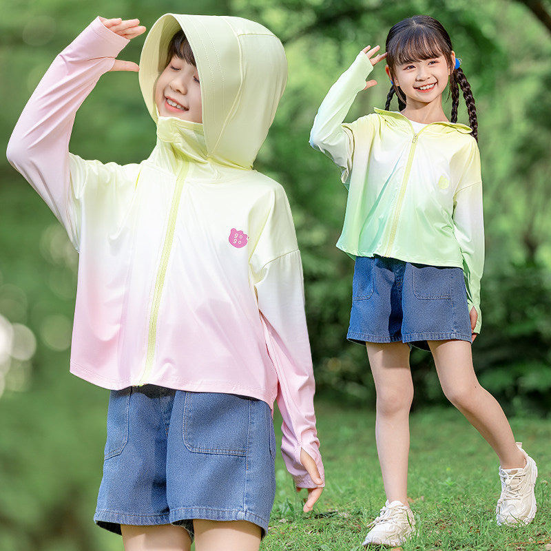 Damen nan leichte Kinder-Sonnenschutzjacke mit Kapuze Echo Archiv