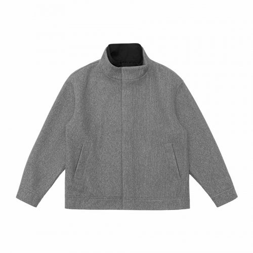 Herren Kurz geschnittene Wollmix‑Blousonjacke mit Stehkragen, verdeckter Knopfleiste und schlichter Silhouette Echo Archiv
