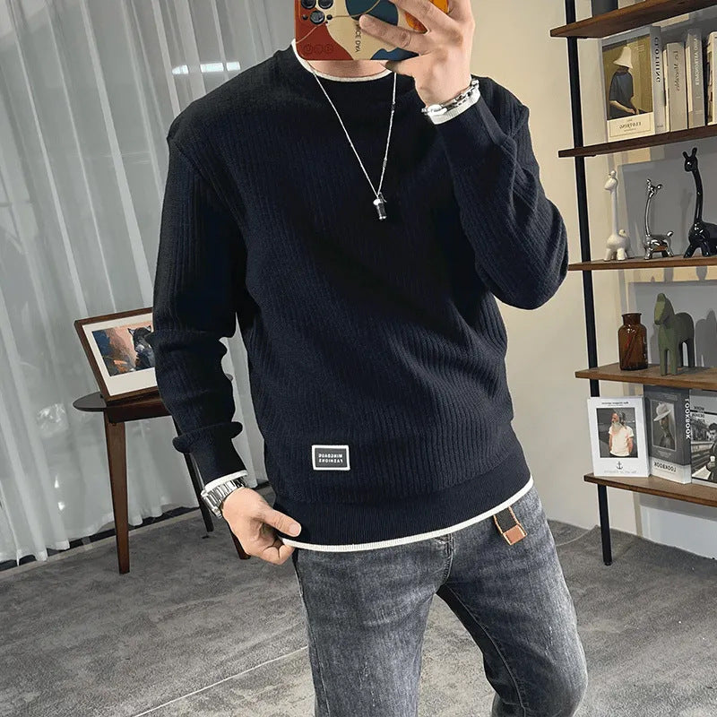 Herren Feinstrick-Ripppullover mit Rundhalsausschnitt und legerer Oversize-Passform Echoarchiv