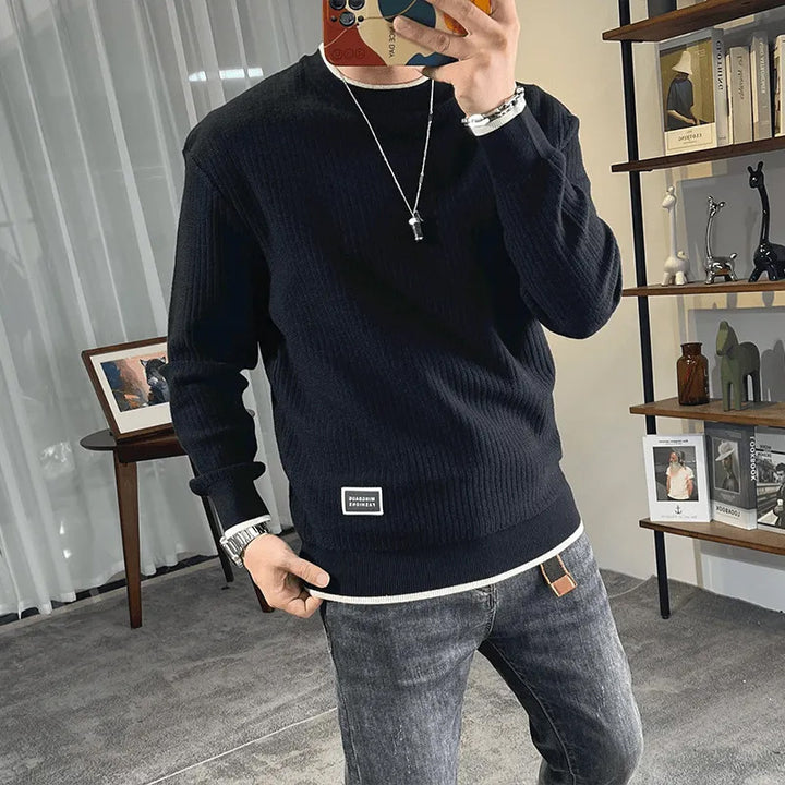 Herren Feinstrick-Ripppullover mit Rundhalsausschnitt und legerer Oversize-Passform Echoarchiv
