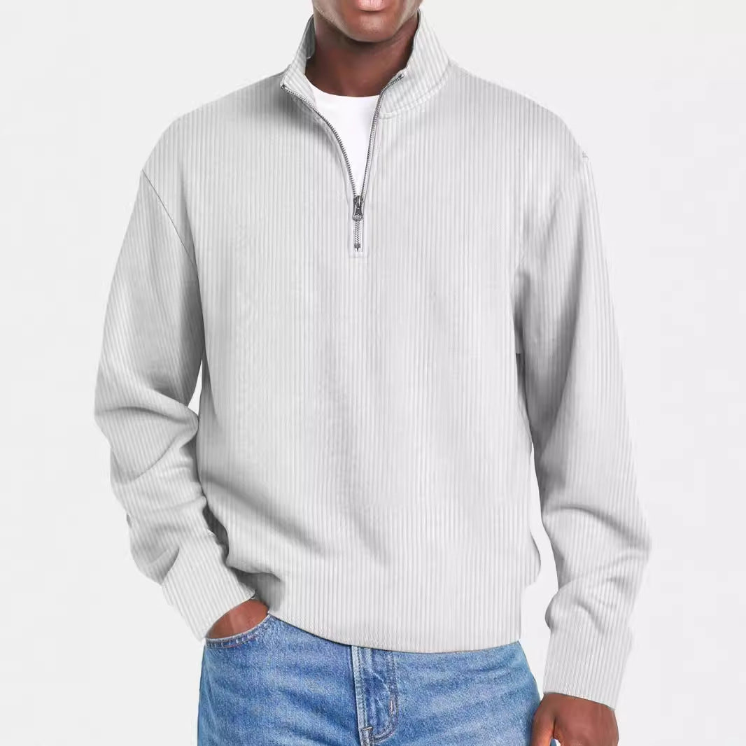 Herren nan gerippter Troyer-Pullover mit Halbzip und Stehkragen Echo Archiv