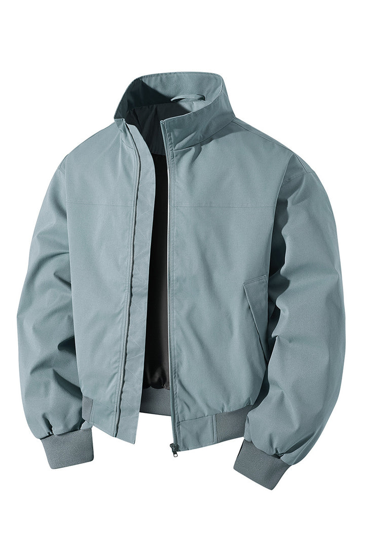 Herren kurz geschnittener Blouson mit Stehkragen und geripptem Saum – Taviero
