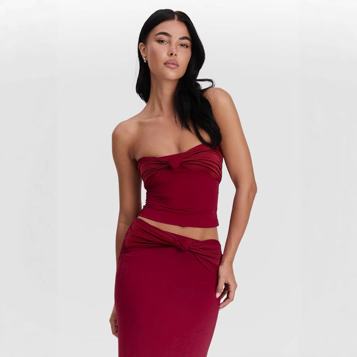 Damen Wickeloberteil mit Knotendetails und figurbetontem Design Echo Archiv