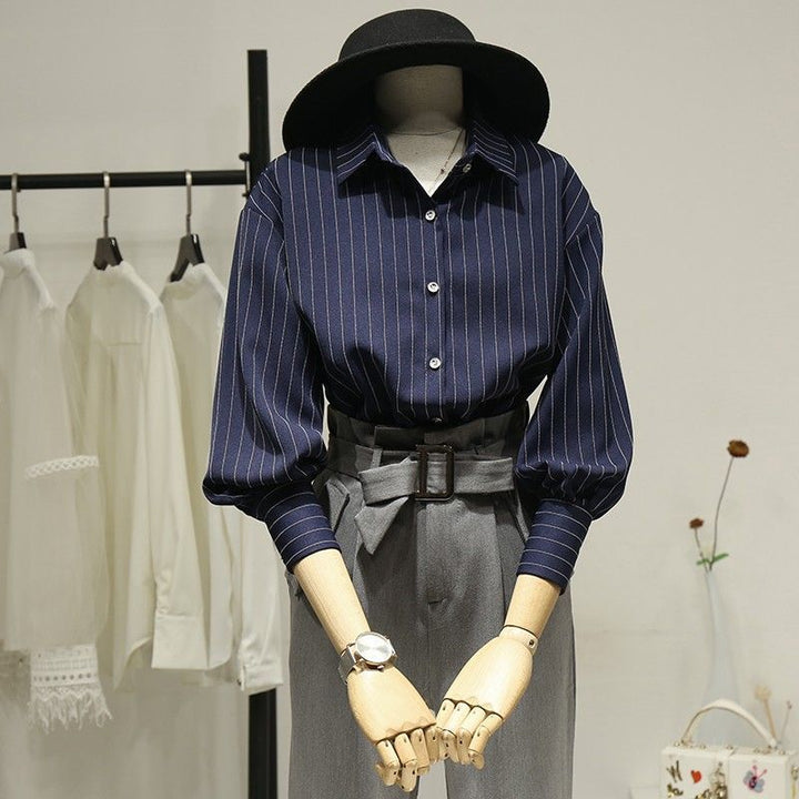 Damen Modische Bluse mit weitem Ärmel und Streifen Echo Archiv