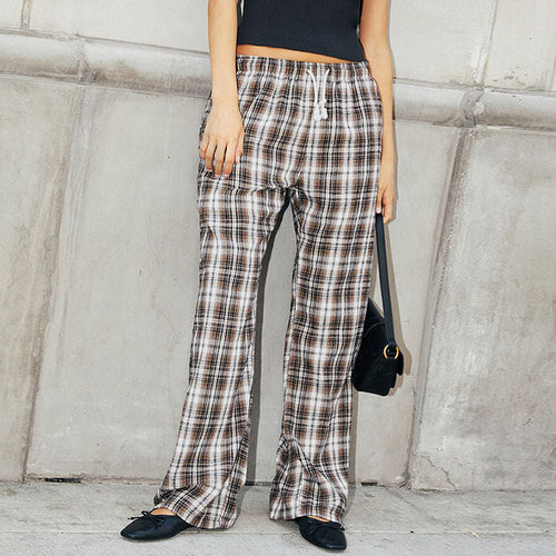 Damen lässige Karomuster Pyjama Strandhose Echo Archiv