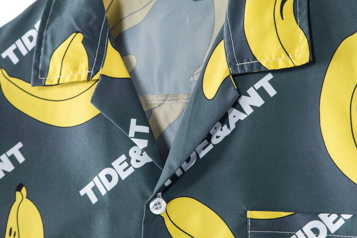 Herren Kurzarmhemd mit lustigem Bananenmotiv und einzigartigem Print Echoarchiv