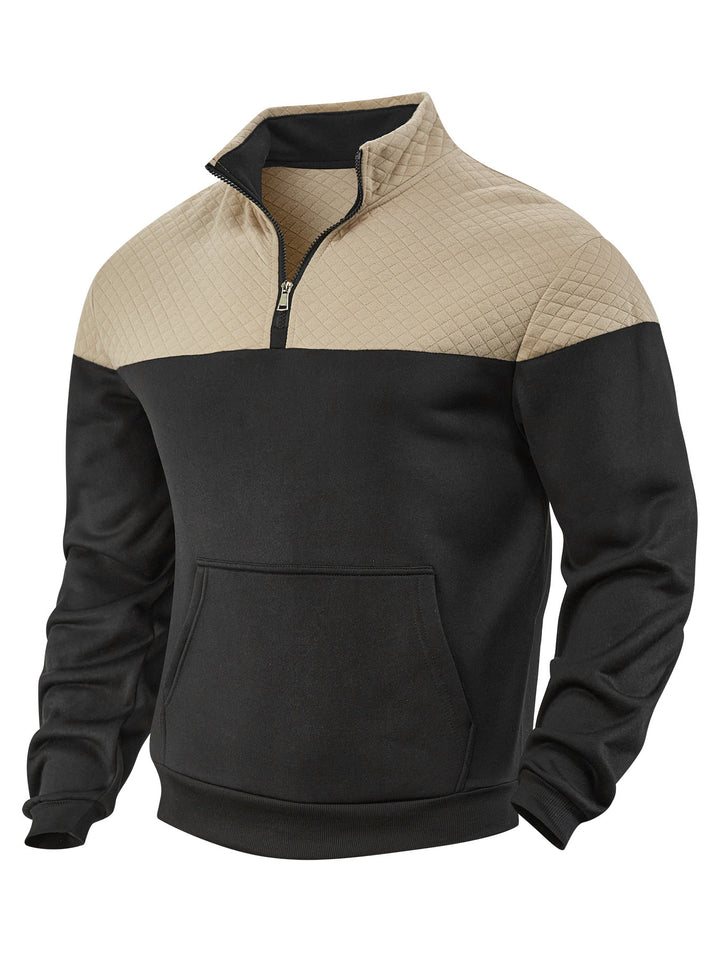 Herren nan Halbzip-Sweatshirt mit gesteppter Schulterpartie Kängurutasche und gerippten Bündchen Echo Archiv