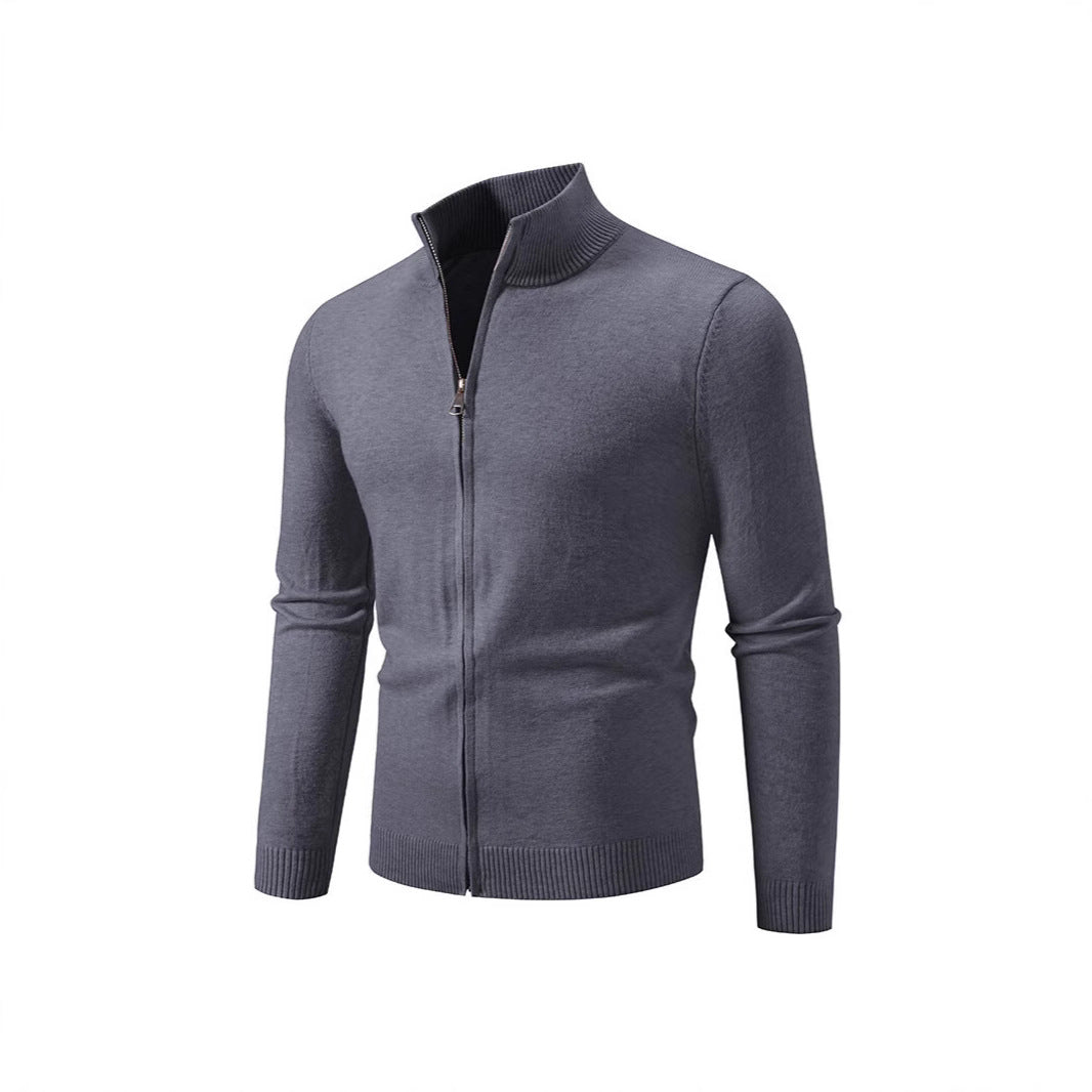 Herren modischer Strickpullover mit hohem Kragen und Reißverschluss Echoarchiv