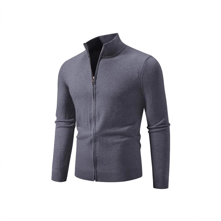 Herren modischer Strickpullover mit hohem Kragen und Reißverschluss Echoarchiv