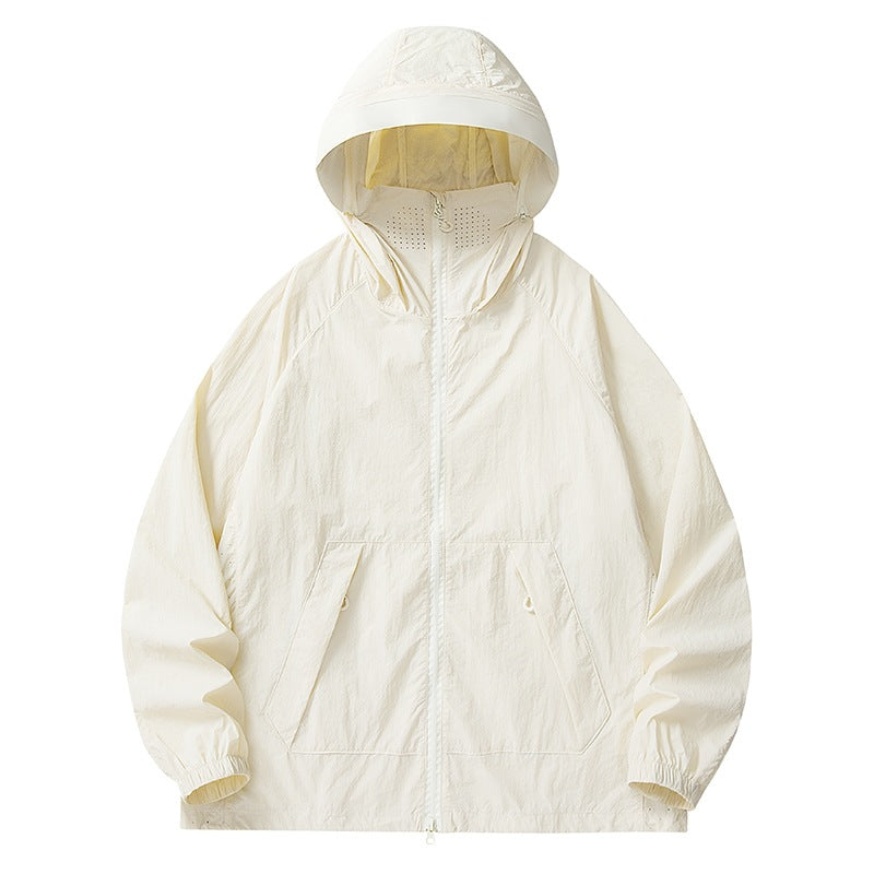 Herren Leichte wind- und wasserabweisende Kapuzenjacke mit Mesh‑Futter, Raglanärmeln & verstellbarem Saum Echoarchiv