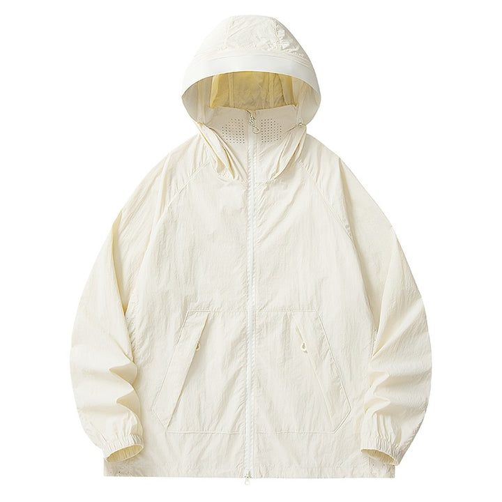 Herren Leichte wind- und wasserabweisende Kapuzenjacke mit Mesh‑Futter, Raglanärmeln & verstellbarem Saum Echoarchiv