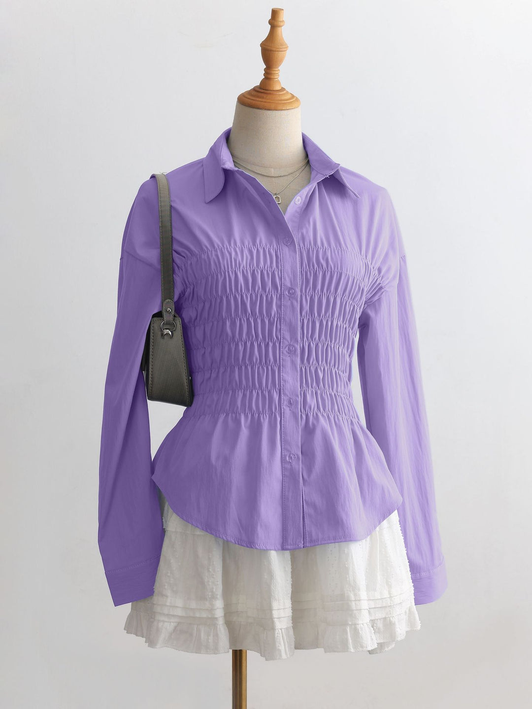 Damen nan taillierte Hemdbluse mit geraffter Brustpartie und Schößchen Echo Archiv