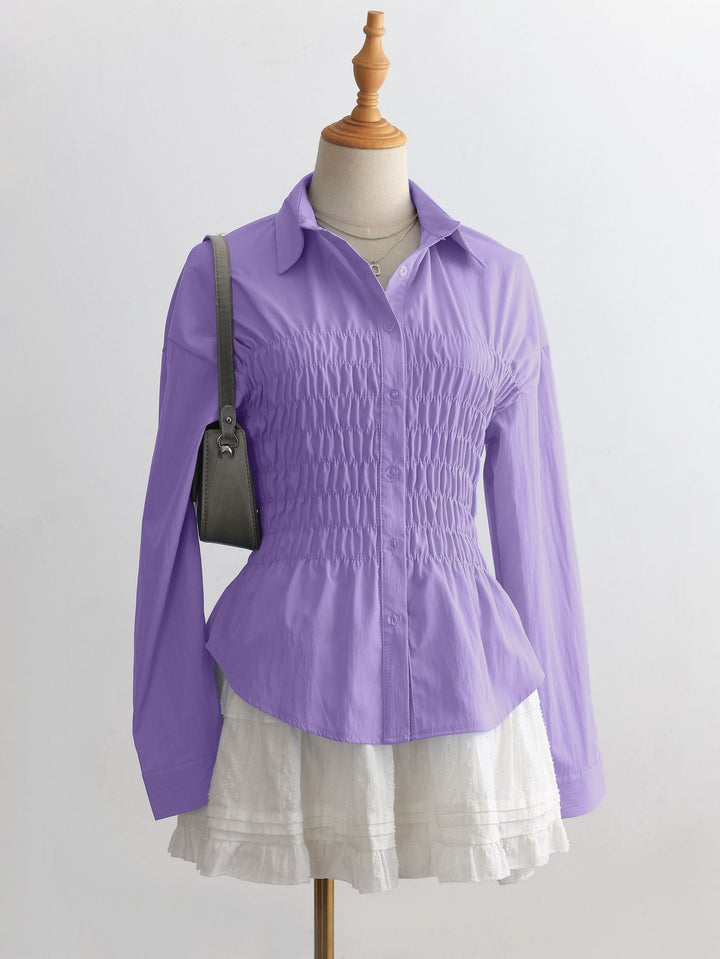 Damen nan taillierte Hemdbluse mit geraffter Brustpartie und Schößchen Echo Archiv