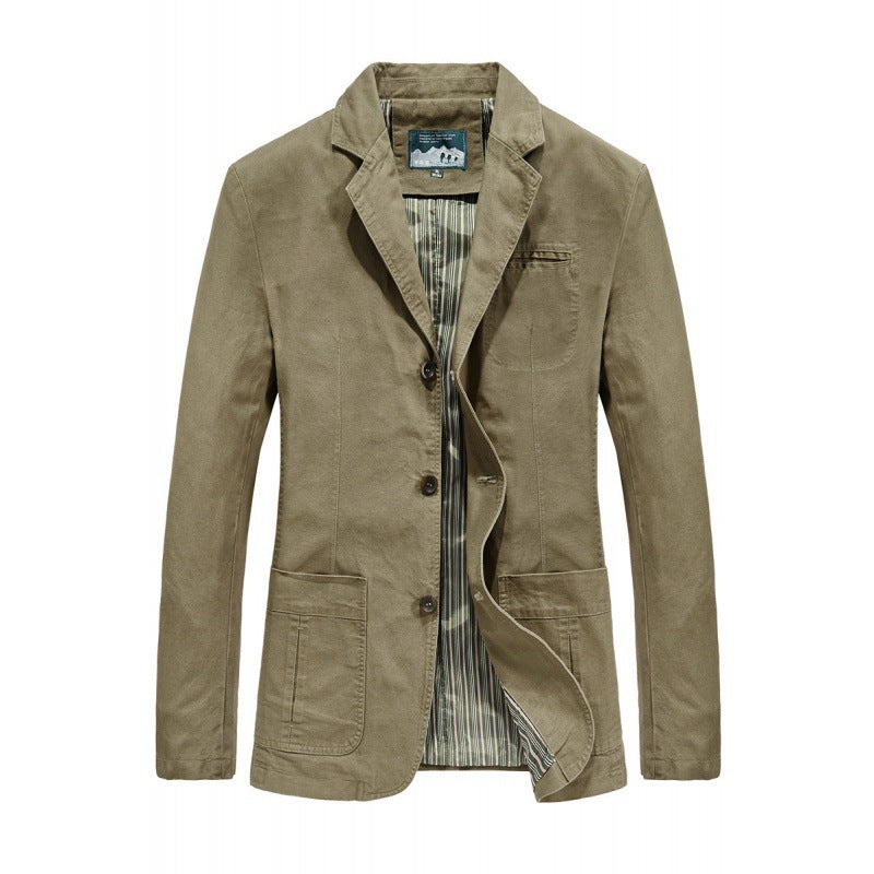 Herren nan legeres Baumwoll-Twill Sakko mit aufgesetzten Taschen und gestreiftem Innenfutter Echo Archiv