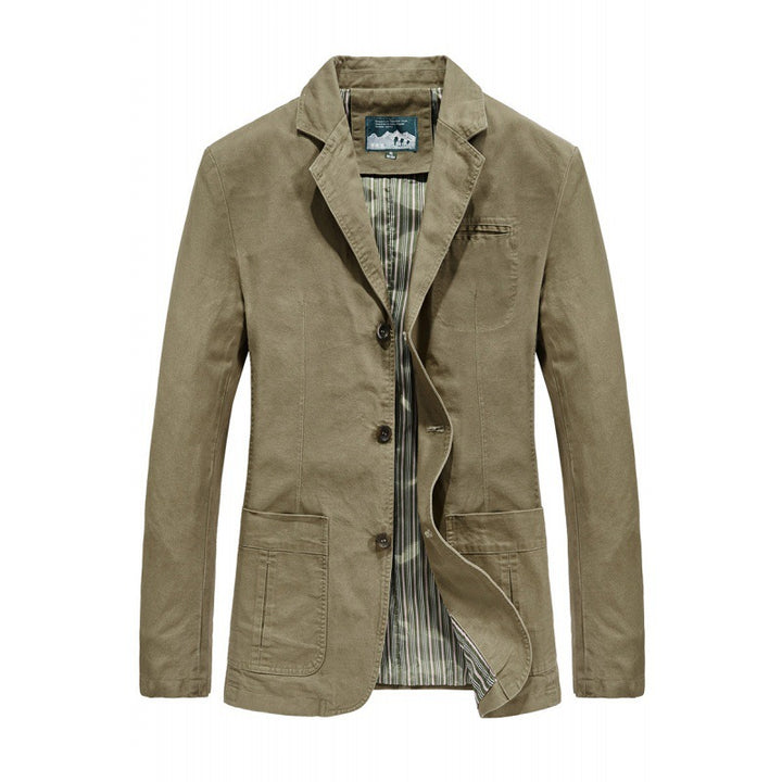 Herren nan legeres Baumwoll-Twill Sakko mit aufgesetzten Taschen und gestreiftem Innenfutter Echo Archiv