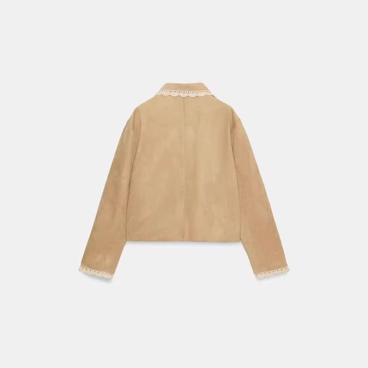 Damen Kurzjacke mit Häkelspitzenkragen und Spitzenmanschetten Echo Archiv