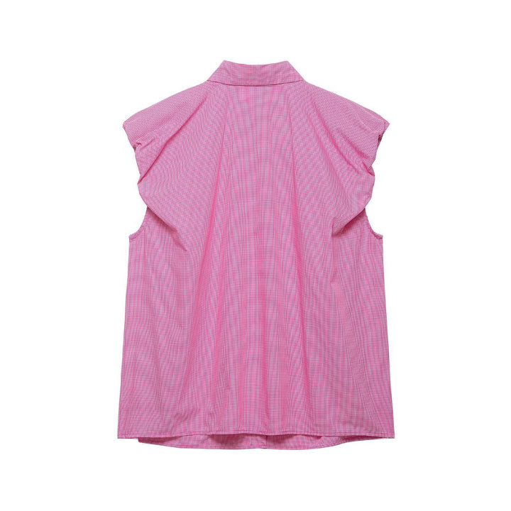 Damen Ärmellose Hemdbluse mit vertikalem Streifenmuster und durchgehender Knopfleiste Echoarchiv