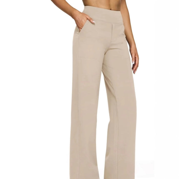 Damen Palazzo Yoga-Hosen mit hohem Bund, weitem Bein und Seitentaschen – Avélisse