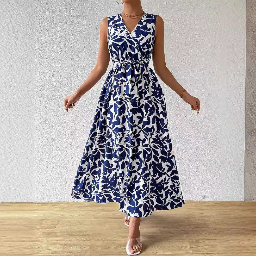 Damen nan Wickel-Maxikleid mit V-Ausschnitt und gebundenem Taillengürtel Echo Archiv