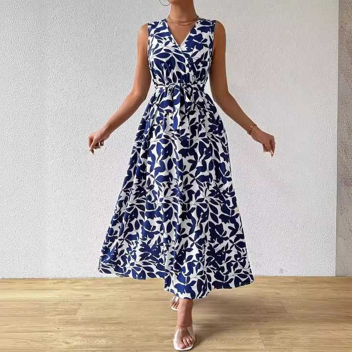 Damen nan Wickel-Maxikleid mit V-Ausschnitt und gebundenem Taillengürtel Echo Archiv