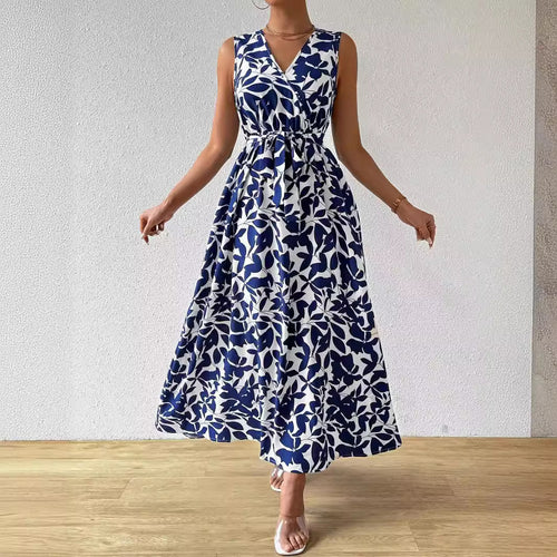 Damen nan Wickel-Maxikleid mit V-Ausschnitt und gebundenem Taillengürtel Echo Archiv