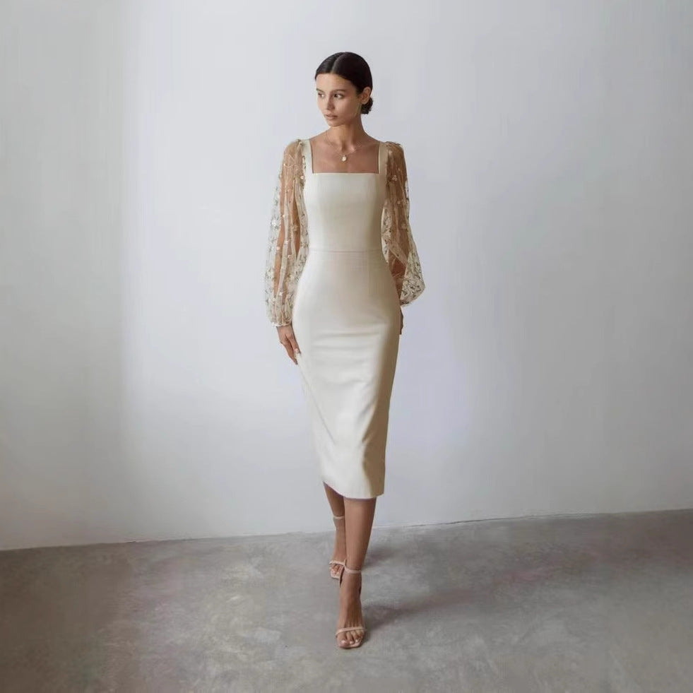 Damen Kleid mit romantischen transparenten Puffärmeln Echo Archiv