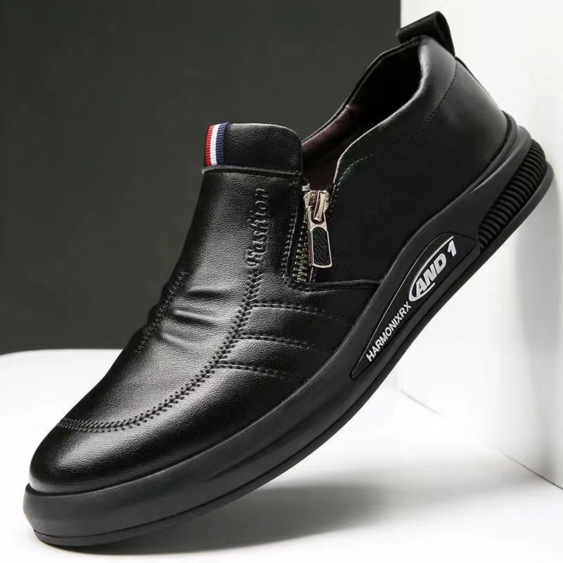 Herren Komfortable Slip-On Leder-SnEchoarchivker mit dezentem Reißverschluss und flexiblem Sohlenprofil Echoarchiv