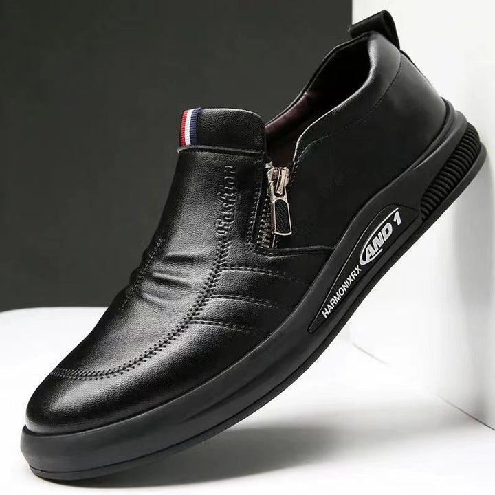 Herren Komfortable Slip-On Leder-SnEchoarchivker mit dezentem Reißverschluss und flexiblem Sohlenprofil Echoarchiv