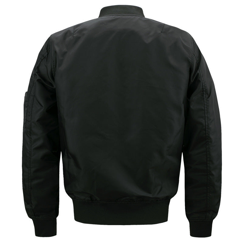 Herren Glatte Nylon-Bomberjacke mit gefütterter Innenlage, Rippbündchen und Ärmel-Utilitytasche – Brevano