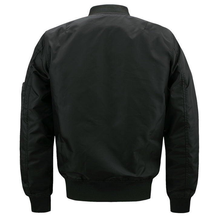 Herren Glatte Nylon-Bomberjacke mit gefütterter Innenlage, Rippbündchen und Ärmel-Utilitytasche – Brevano