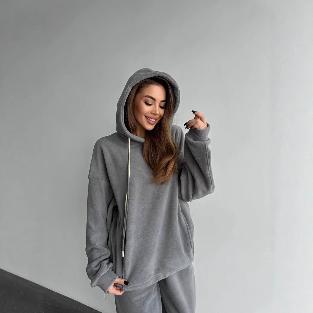 Damen Oversize-Fleece-Hoodie mit Kapuze und taillierter Tapered-Jogginghose – Auréline