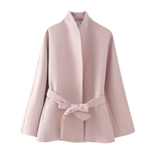 Damen nan kurzjacke mit weitem Schalkragen, tailliertem Bindegürtel und gemustertem Innenfutter Echo Archiv