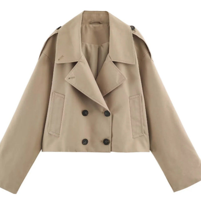 Damen Kurzblouson im Trenchstil mit Boxy‑Silhouette und zweireihiger Knopfleiste Echo Archiv