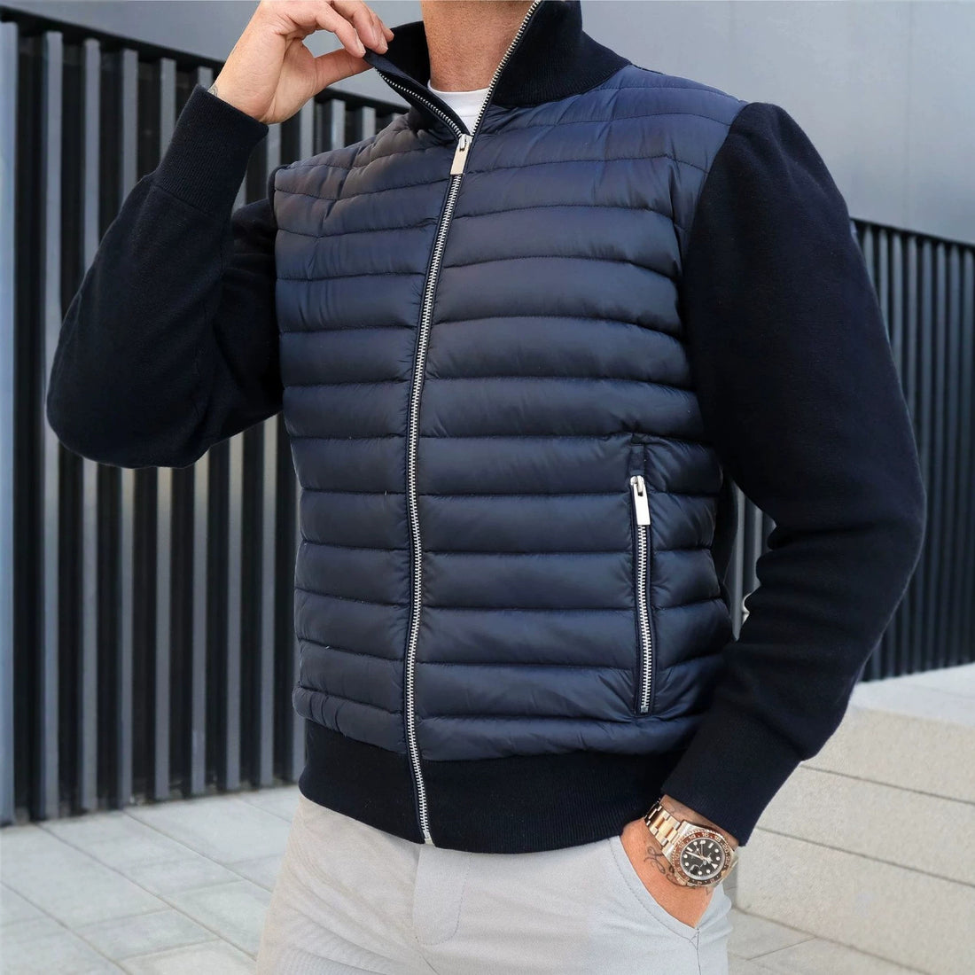 Herren Modische Steppjacke mit hohem Kragen – Taviero