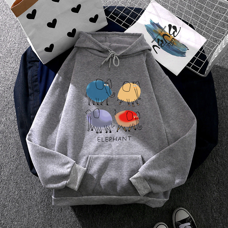 Damen Kapuzenpullover mit minimalistischer Grafik, lockerer Oversize-Passform und Kängurutasche – Auréline