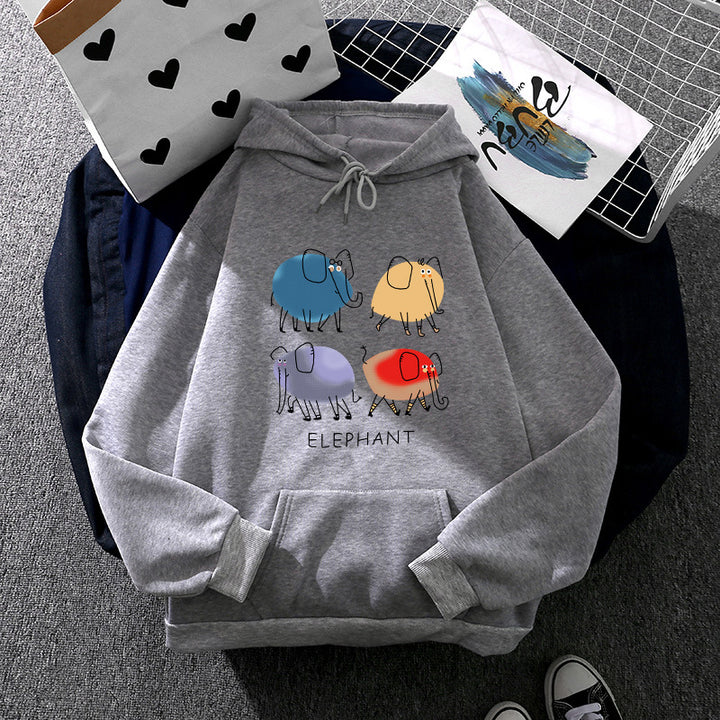 Damen Kapuzenpullover mit minimalistischer Grafik, lockerer Oversize-Passform und Kängurutasche – Auréline